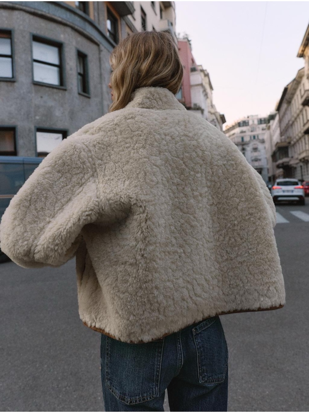 Zara Suede Shearling Reversible Double-Faced Sherpa Jacket - Picture 5 of 13